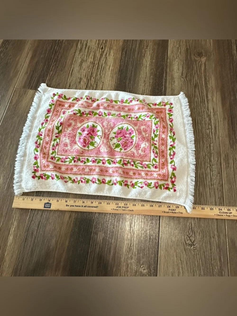 Royal Terry cotton hand towel VTG vibrant pink roses floral made in 🇺🇸 USA
